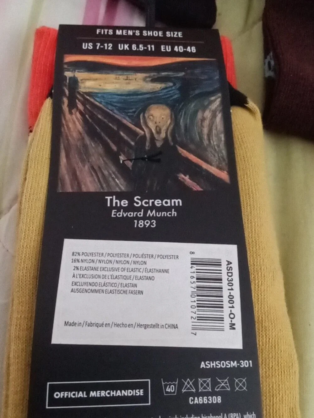Men's Crew Socks - Assorted Art Prints in Black, Brown, Yellow, Blue